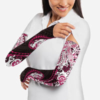 Monstera Plumeria Flowers Pink Arm Sleeves Polynesian Pattern