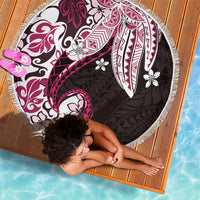 Monstera Plumeria Flowers Pink Beach Blanket Polynesian Pattern