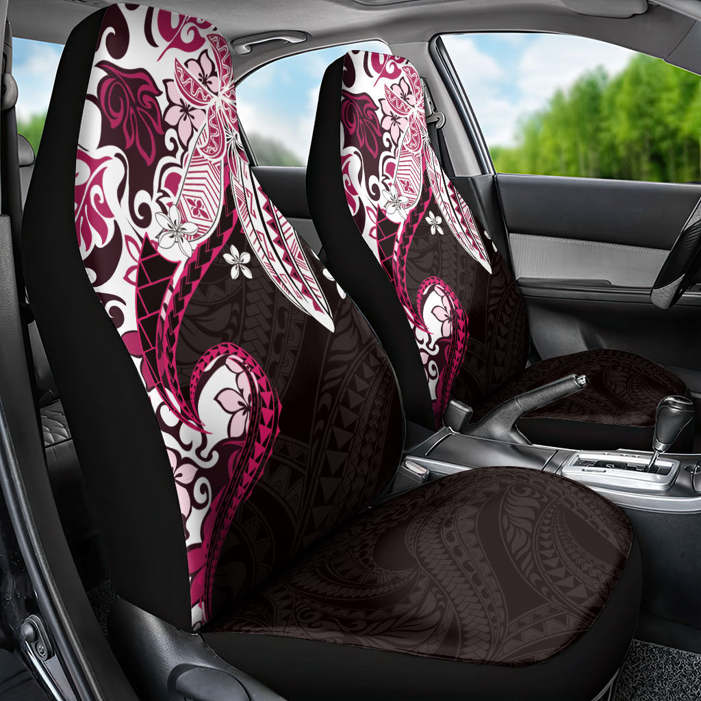 Monstera Plumeria Flowers Pink Car Seat Cover Polynesian Pattern
