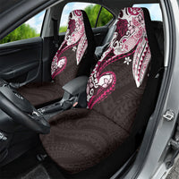 Monstera Plumeria Flowers Pink Car Seat Cover Polynesian Pattern