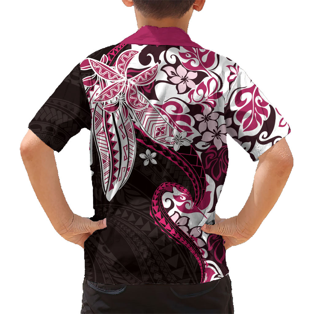 Monstera Plumeria Flowers Pink Family Matching Mermaid Dress and Hawaiian Shirt Polynesian Pattern LT01 - Polynesian Pride
