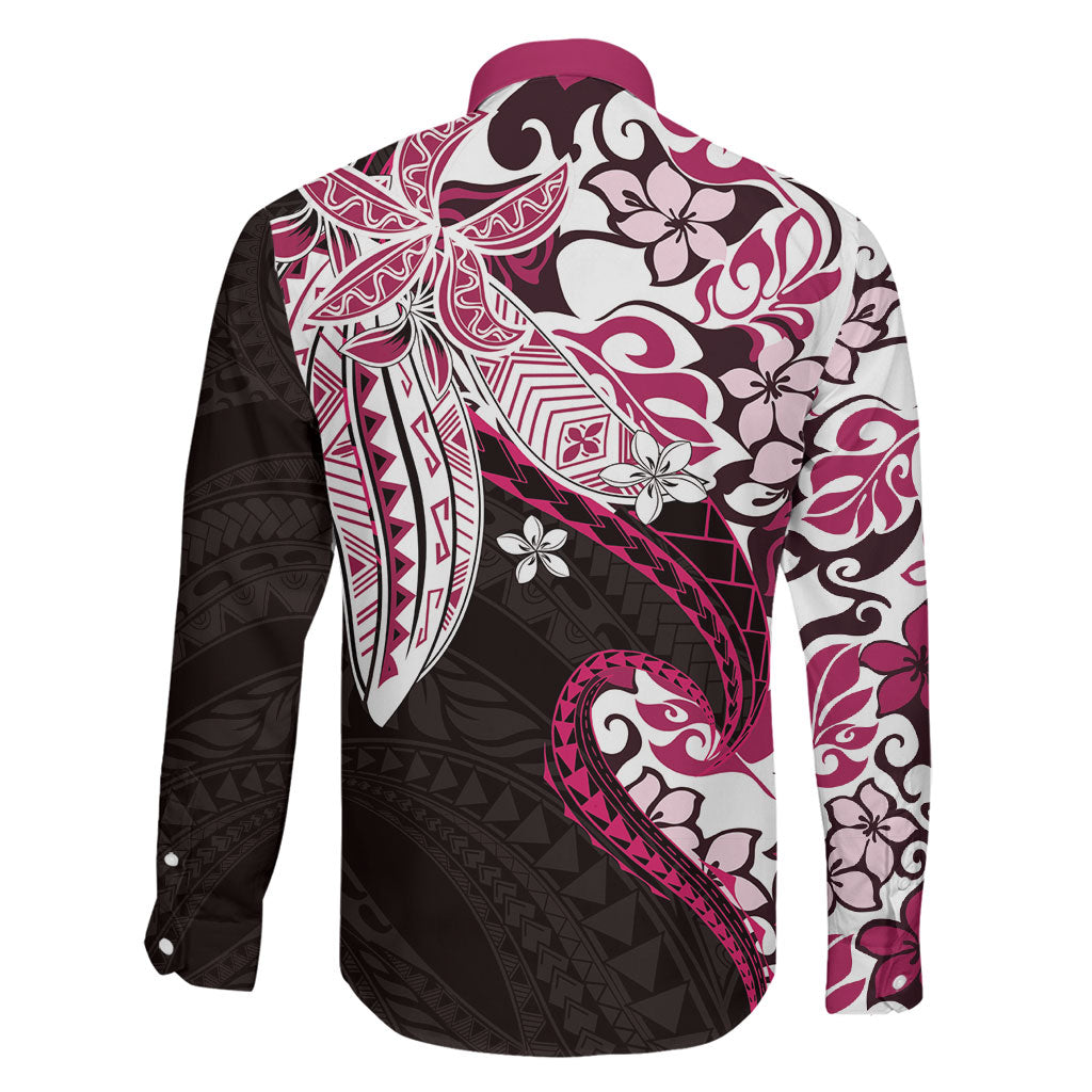 Monstera Plumeria Flowers Pink Family Matching Mermaid Dress and Hawaiian Shirt Polynesian Pattern LT01 - Polynesian Pride