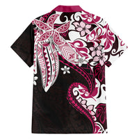 Monstera Plumeria Flowers Pink Family Matching Off The Shoulder Long Sleeve Dress and Hawaiian Shirt Polynesian Pattern LT01 - Polynesian Pride