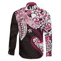 Monstera Plumeria Flowers Pink Family Matching Off Shoulder Maxi Dress and Hawaiian Shirt Polynesian Pattern