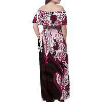 Monstera Plumeria Flowers Pink Family Matching Off Shoulder Maxi Dress and Hawaiian Shirt Polynesian Pattern