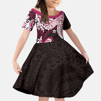 Monstera Plumeria Flowers Pink Family Matching Tank Maxi Dress and Hawaiian Shirt Polynesian Pattern