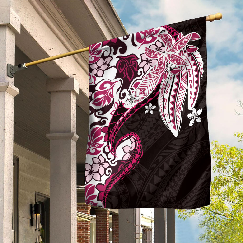 Monstera Plumeria Flowers Pink Garden Flag Polynesian Pattern LT01 House Flag Pink - Polynesian Pride