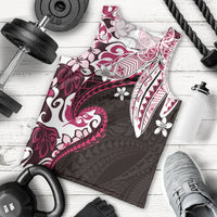 Monstera Plumeria Flowers Pink Men Tank Top Polynesian Pattern