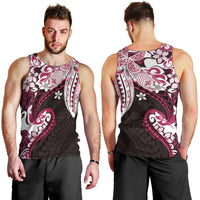 Monstera Plumeria Flowers Pink Men Tank Top Polynesian Pattern
