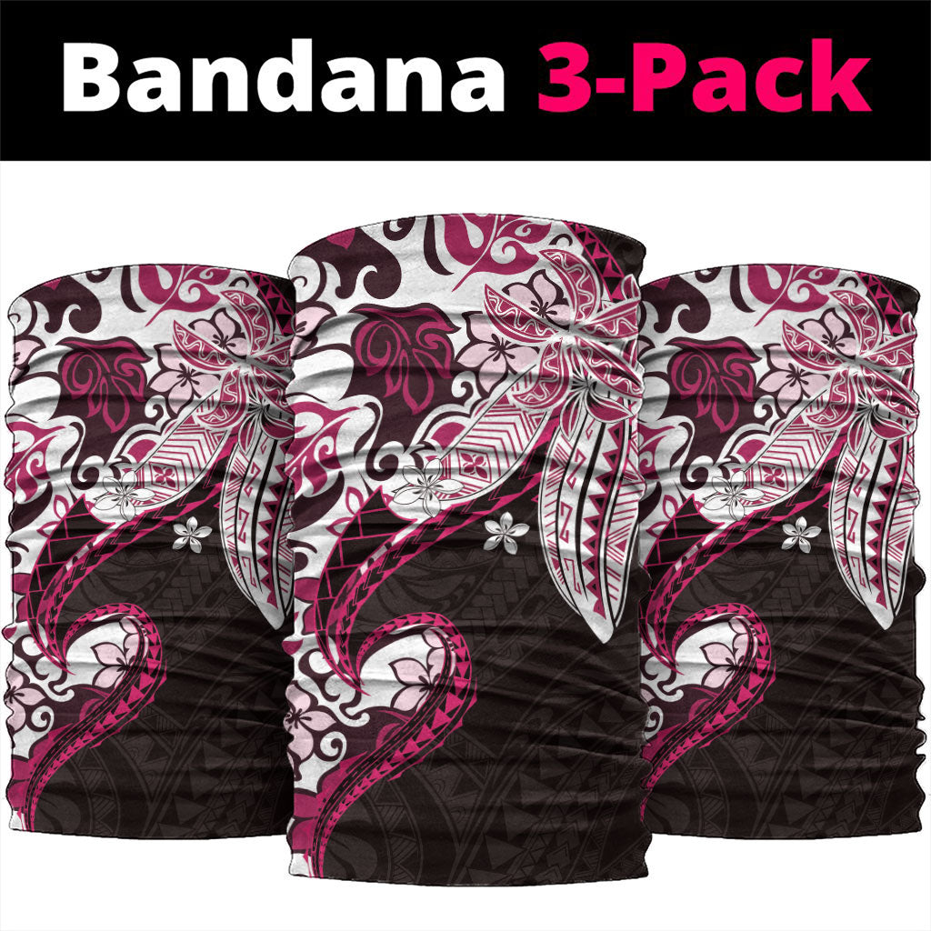 Monstera Plumeria Flowers Pink Neck Gaiter Polynesian Pattern