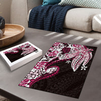 Monstera Plumeria Flowers Pink Puzzle Polynesian Pattern