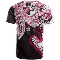 Monstera Plumeria Flowers Pink T Shirt Polynesian Pattern
