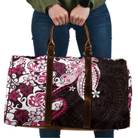 Monstera Plumeria Flowers Pink Travel Bag Polynesian Pattern
