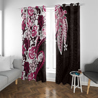 Monstera Plumeria Flowers Pink Window Curtain Polynesian Pattern