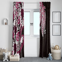 Monstera Plumeria Flowers Pink Window Curtain Polynesian Pattern