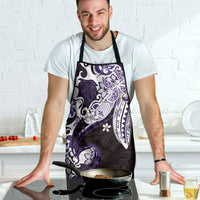 Monstera Plumeria Flowers Purple Apron Polynesian Pattern