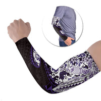 Monstera Plumeria Flowers Purple Arm Sleeves Polynesian Pattern