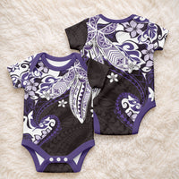 Monstera Plumeria Flowers Purple Baby Onesie Polynesian Pattern LT01 - Polynesian Pride