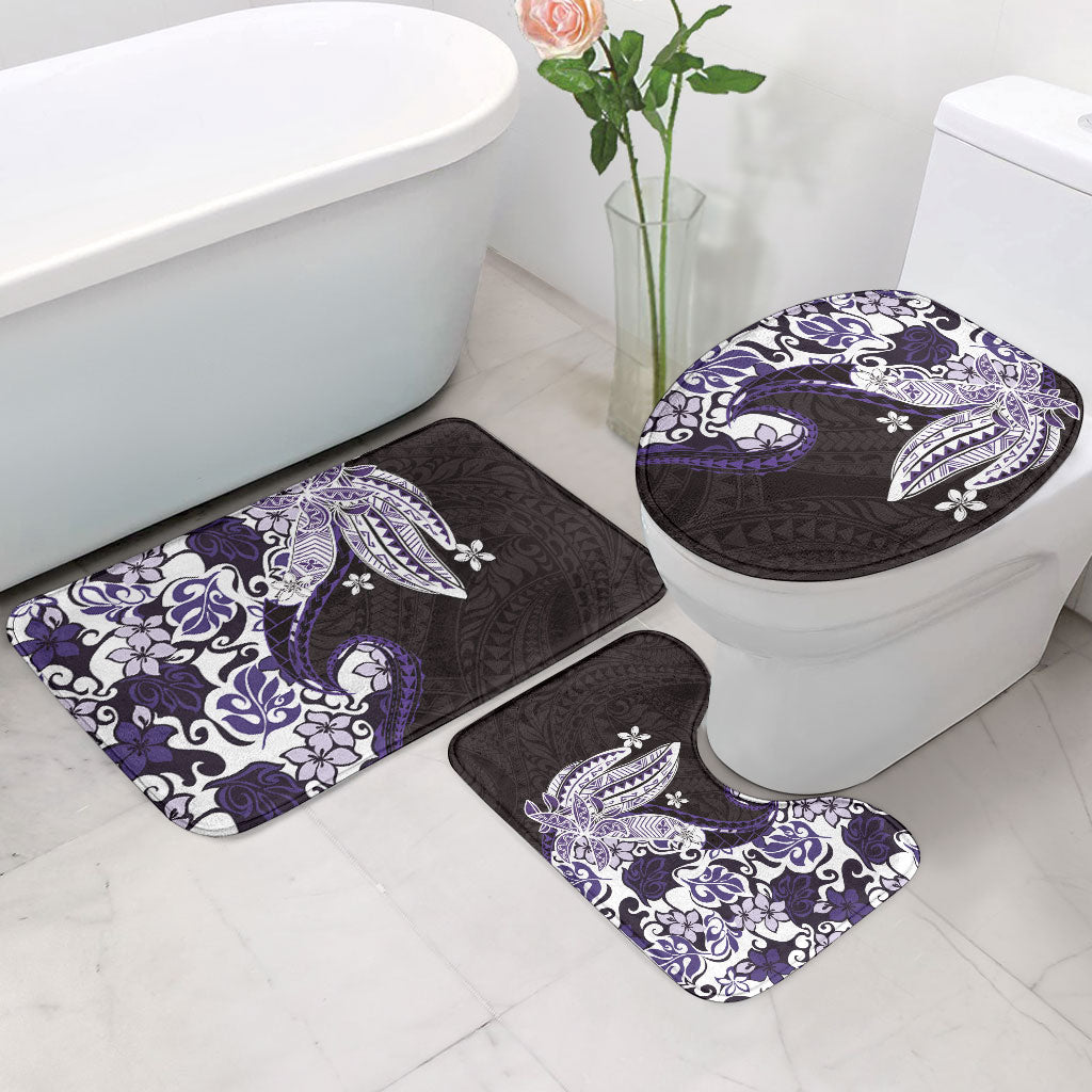 Monstera Plumeria Flowers Purple Bathroom Set Polynesian Pattern