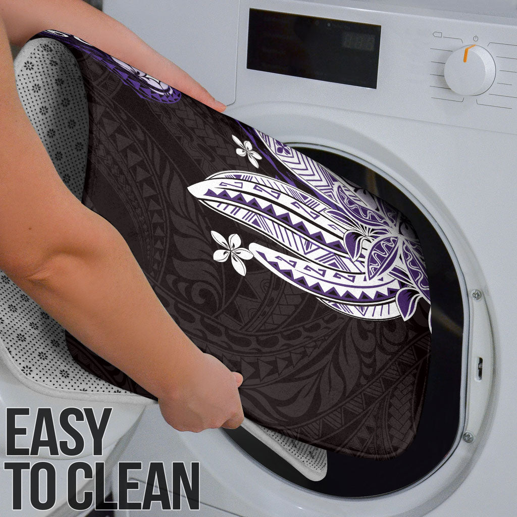 Monstera Plumeria Flowers Purple Bathroom Set Polynesian Pattern