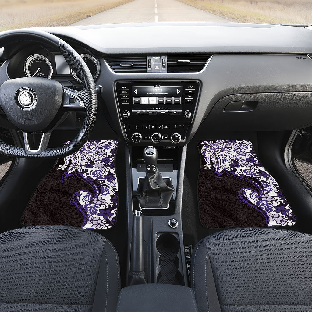 Monstera Plumeria Flowers Purple Car Mats Polynesian Pattern
