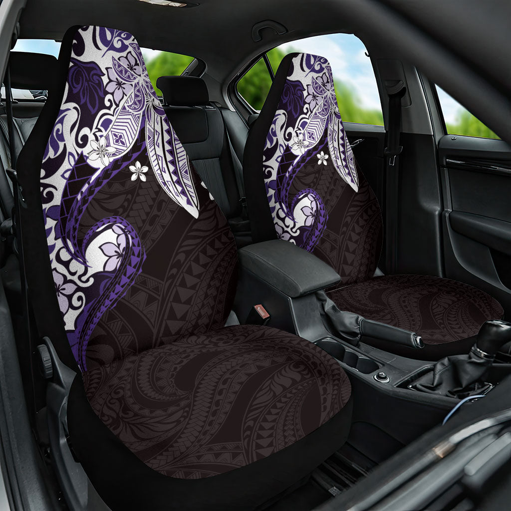 Monstera Plumeria Flowers Purple Car Seat Cover Polynesian Pattern