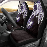 Monstera Plumeria Flowers Purple Car Seat Cover Polynesian Pattern