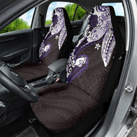 Monstera Plumeria Flowers Purple Car Seat Cover Polynesian Pattern