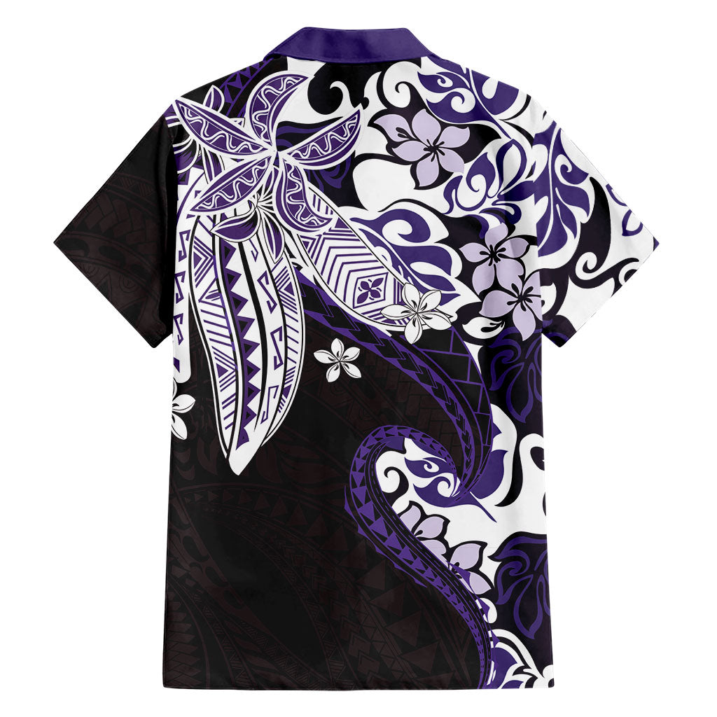 Monstera Plumeria Flowers Purple Family Matching Off The Shoulder Long Sleeve Dress and Hawaiian Shirt Polynesian Pattern LT01 - Polynesian Pride