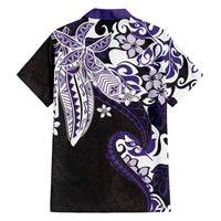 Monstera Plumeria Flowers Purple Family Matching Off Shoulder Maxi Dress and Hawaiian Shirt Polynesian Pattern LT01 - Polynesian Pride