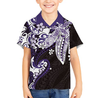 Monstera Plumeria Flowers Purple Family Matching Puletasi and Hawaiian Shirt Polynesian Pattern