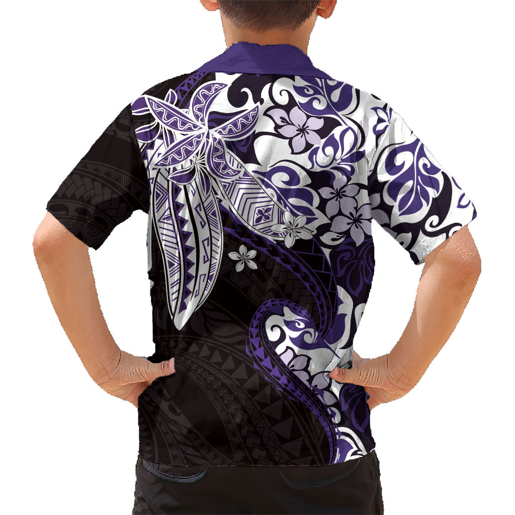 Monstera Plumeria Flowers Purple Family Matching Summer Maxi Dress and Hawaiian Shirt Polynesian Pattern LT01 - Polynesian Pride