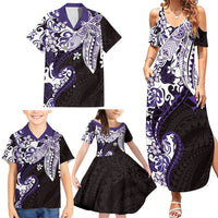 Monstera Plumeria Flowers Purple Family Matching Summer Maxi Dress and Hawaiian Shirt Polynesian Pattern LT01 - Polynesian Pride