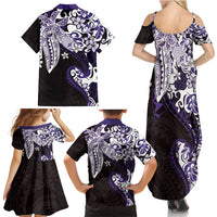 Monstera Plumeria Flowers Purple Family Matching Summer Maxi Dress and Hawaiian Shirt Polynesian Pattern LT01 - Polynesian Pride