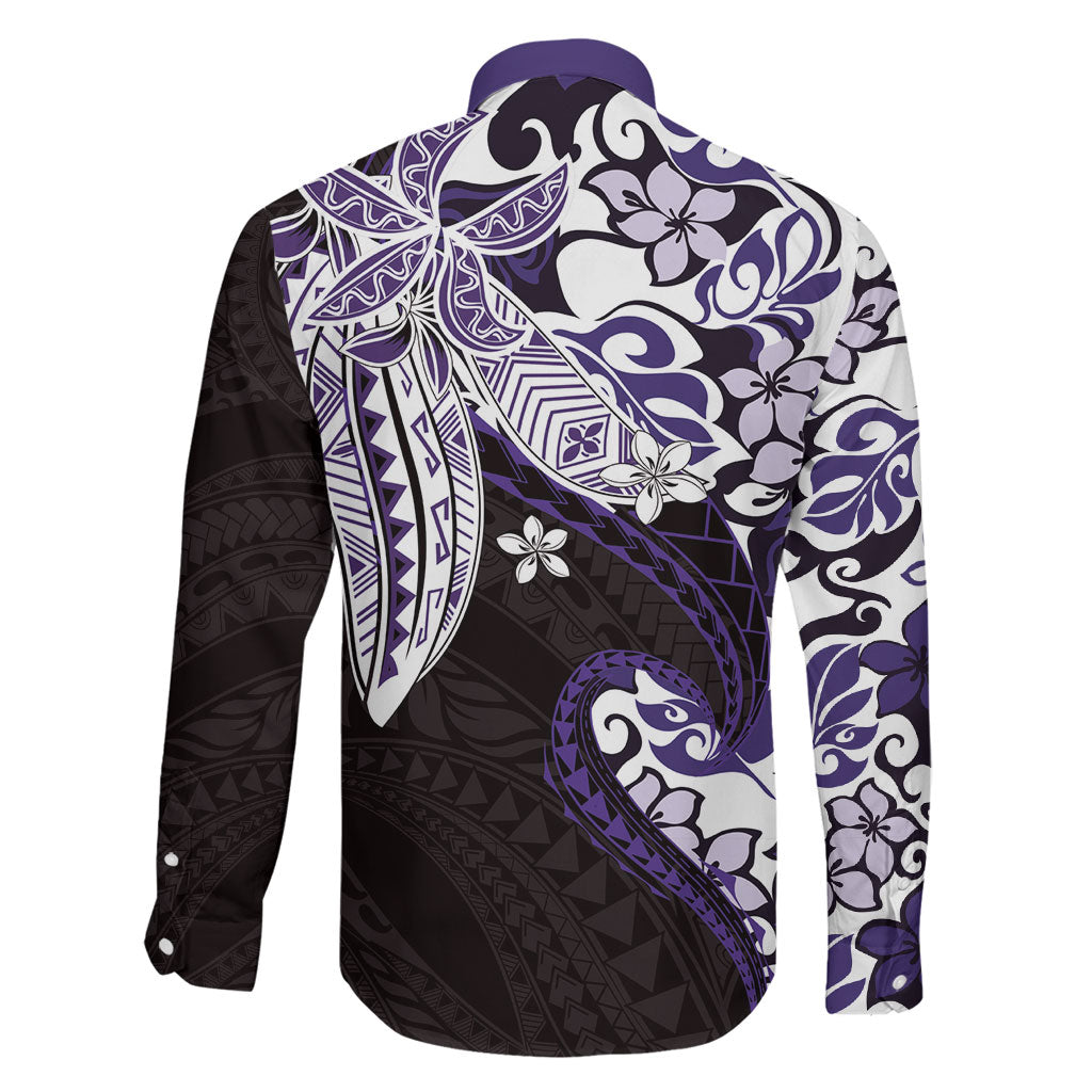 Monstera Plumeria Flowers Purple Family Matching Summer Maxi Dress and Hawaiian Shirt Polynesian Pattern LT01 - Polynesian Pride