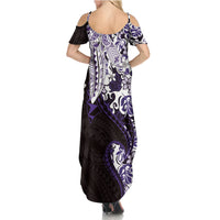 Monstera Plumeria Flowers Purple Family Matching Summer Maxi Dress and Hawaiian Shirt Polynesian Pattern LT01 - Polynesian Pride