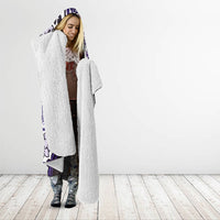 Monstera Plumeria Flowers Purple Hooded Blanket Polynesian Pattern