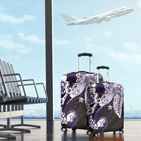 Monstera Plumeria Flowers Purple Luggage Cover Polynesian Pattern