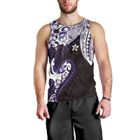 Monstera Plumeria Flowers Purple Men Tank Top Polynesian Pattern