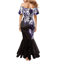 Monstera Plumeria Flowers Purple Mermaid Dress Polynesian Pattern