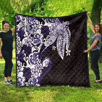 Monstera Plumeria Flowers Purple Quilt Polynesian Pattern