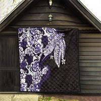 Monstera Plumeria Flowers Purple Quilt Polynesian Pattern