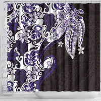 Monstera Plumeria Flowers Purple Shower Curtain Polynesian Pattern