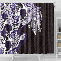 Monstera Plumeria Flowers Purple Shower Curtain Polynesian Pattern