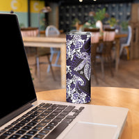 Monstera Plumeria Flowers Purple Skinny Tumbler Polynesian Pattern
