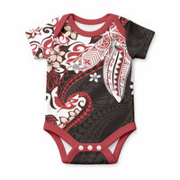 Monstera Plumeria Flowers Red Baby Onesie Polynesian Pattern LT01 Red - Polynesian Pride