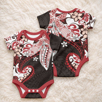 Monstera Plumeria Flowers Red Baby Onesie Polynesian Pattern LT01 - Polynesian Pride