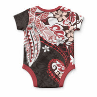 Monstera Plumeria Flowers Red Baby Onesie Polynesian Pattern LT01 - Polynesian Pride