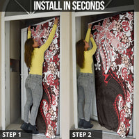 Monstera Plumeria Flowers Red Door Cover Polynesian Pattern