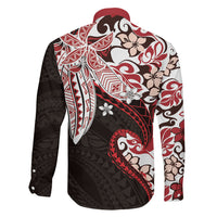 Monstera Plumeria Flowers Red Family Matching Off Shoulder Short Dress and Hawaiian Shirt Polynesian Pattern